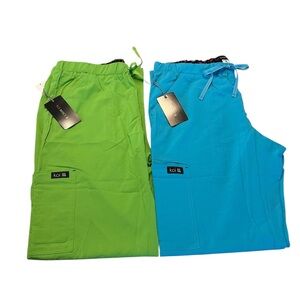 NWTS KOI Women's Holly Scrub Pants Size Med, In Electric Blue And Green Tea